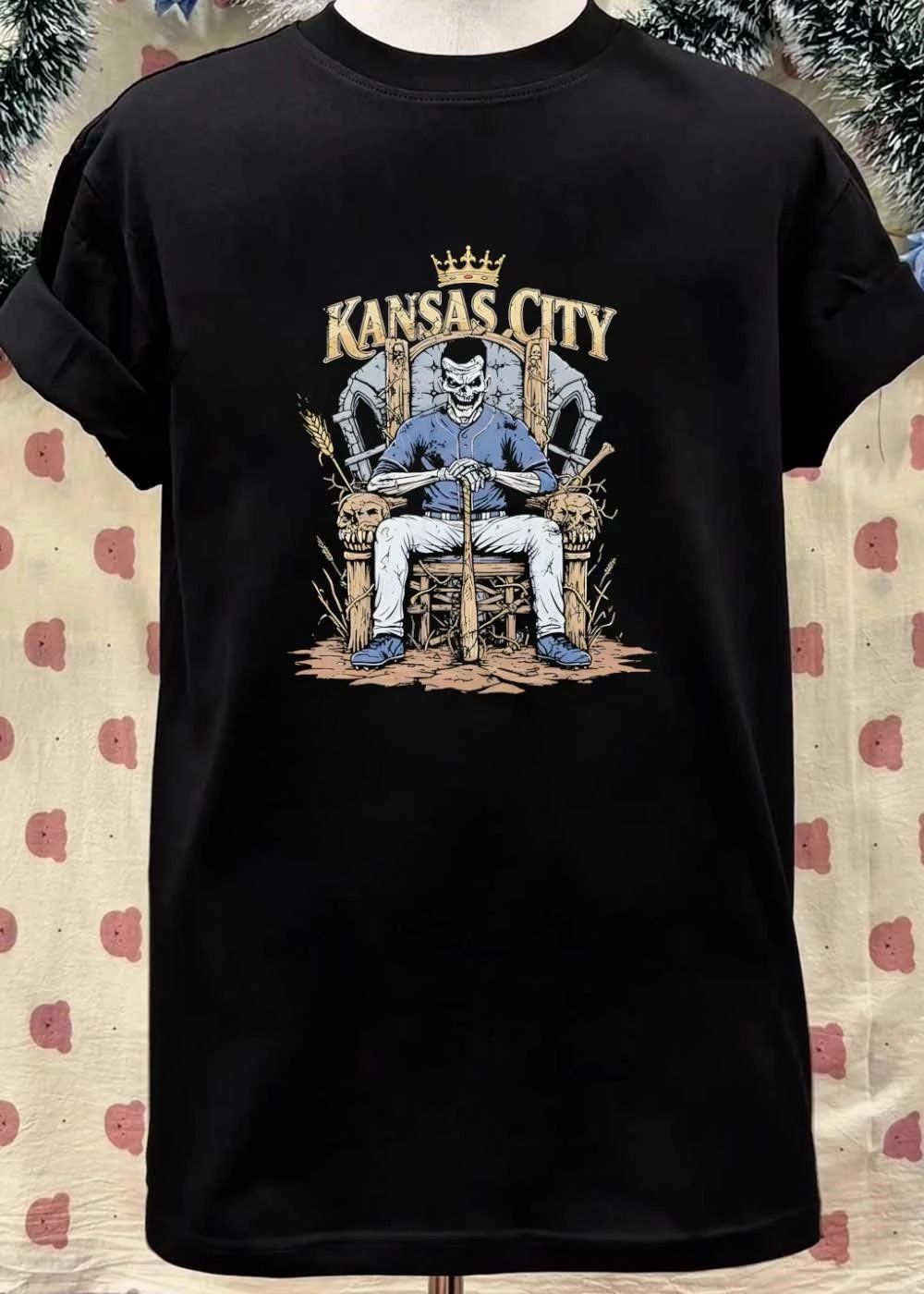 King of the Diamond Skeleton Sitting on Throne Kansas City T-Shirt