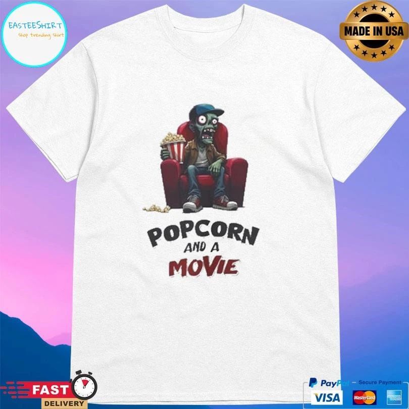 Zombie With Popcorn And A Movie T-shirts