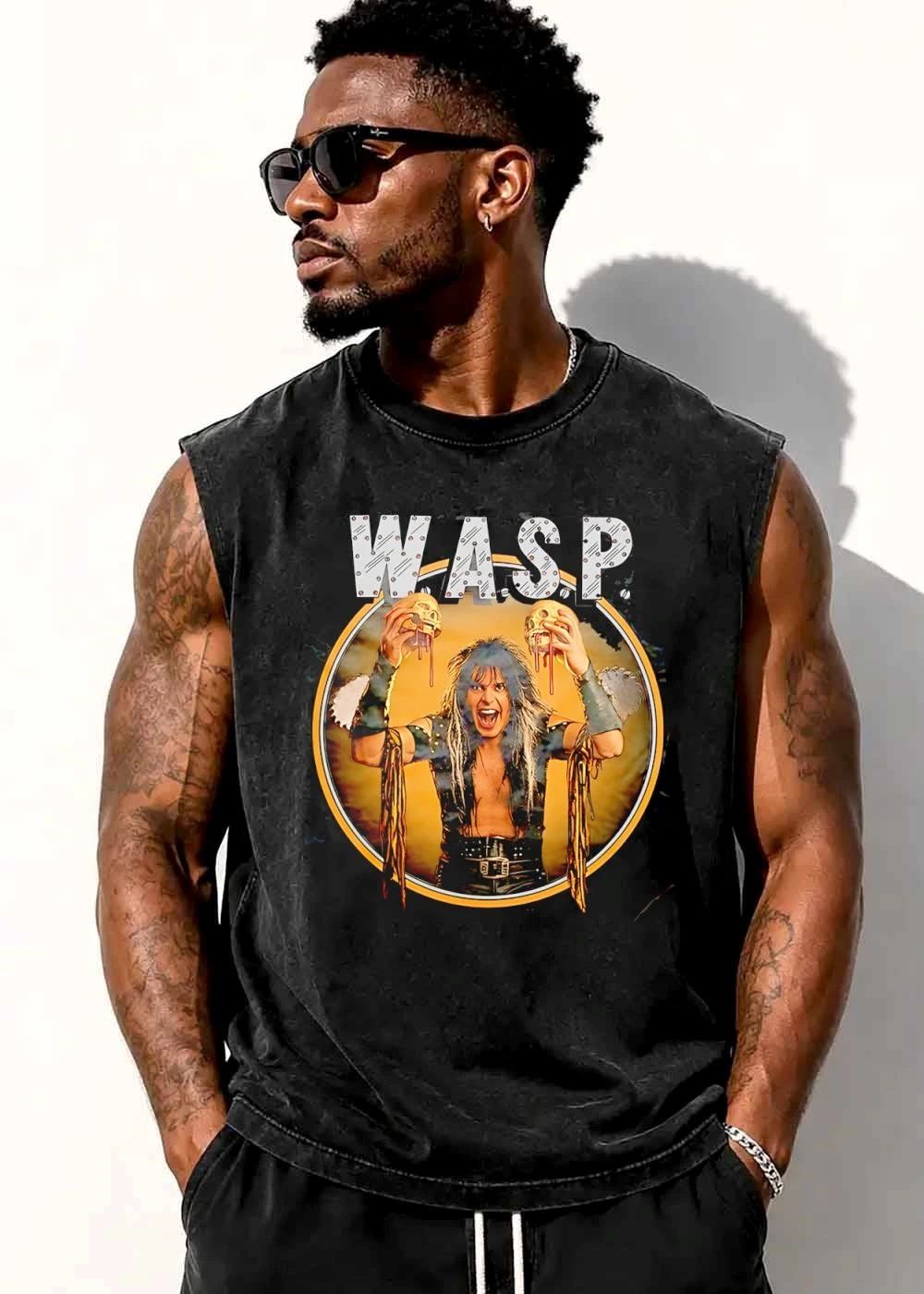 Wasp Heavy Metal Singer Holding Bleeding Skulls Circular Frame shirt