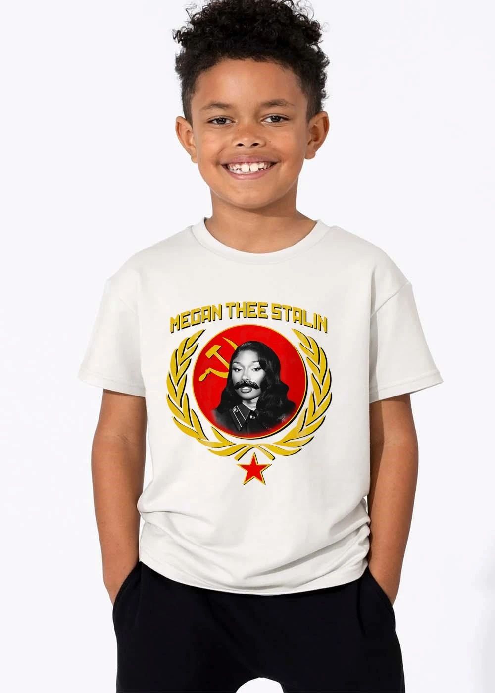 Megan Thee Stalin Portrait Mustache Hammer Sickle Red Star Wreath shirt