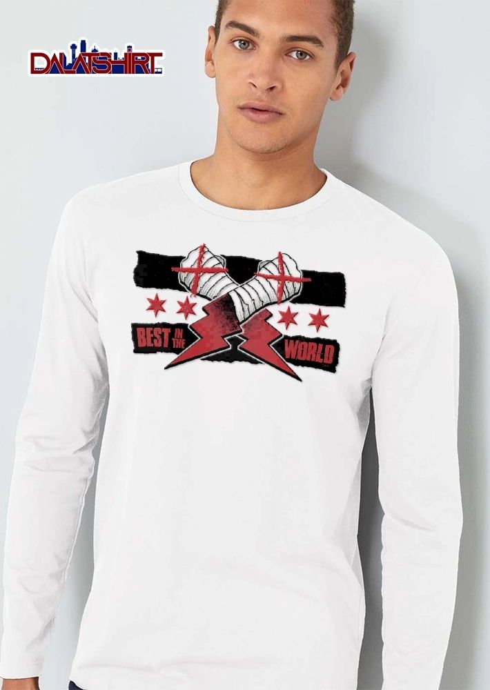 CM Punk Best In The World Crossed Taped Fists Red Lightning Bolts Chicago Flag Stars shirt