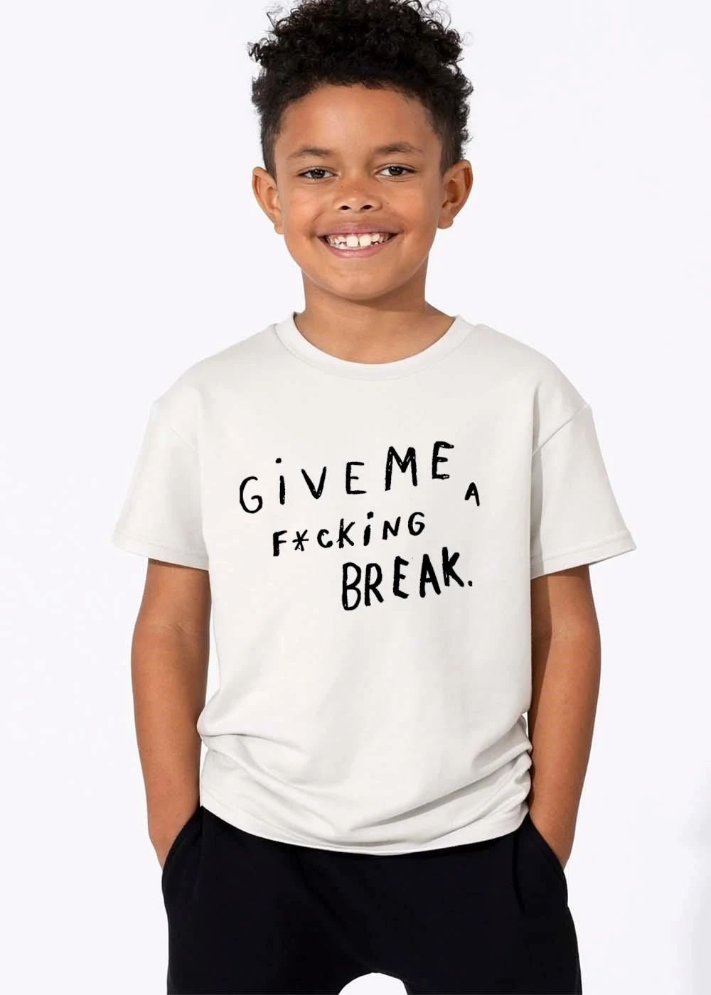 Give Me A Fucking Break Black Handwritten Text Line Art Sketch shirt
