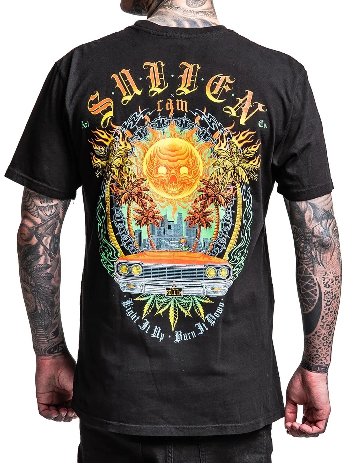 Sullen Men's Burn It Down Short Sleeve Premium T-shirt Tattoo Car Art Sun Tee