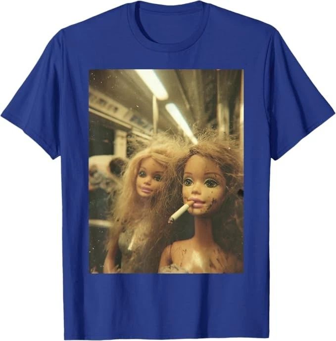 Funny Disgusting Doll face Meme Smoking Y2K Sarcastic Gift T-Shirt
