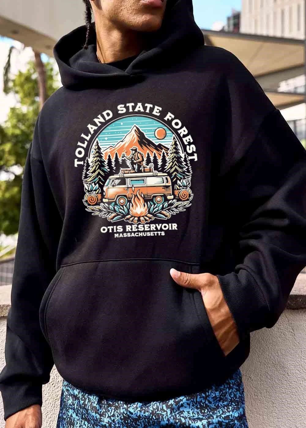Tolland State Forest Otis Reservoir Massachusetts Camper Van Campfire Hiker Mountain Vintage Badge shirt
