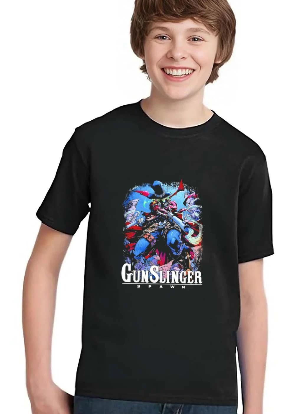 Gunslinger Spawn Cowboy Character Holding Rifle Revolver Distressed shirt
