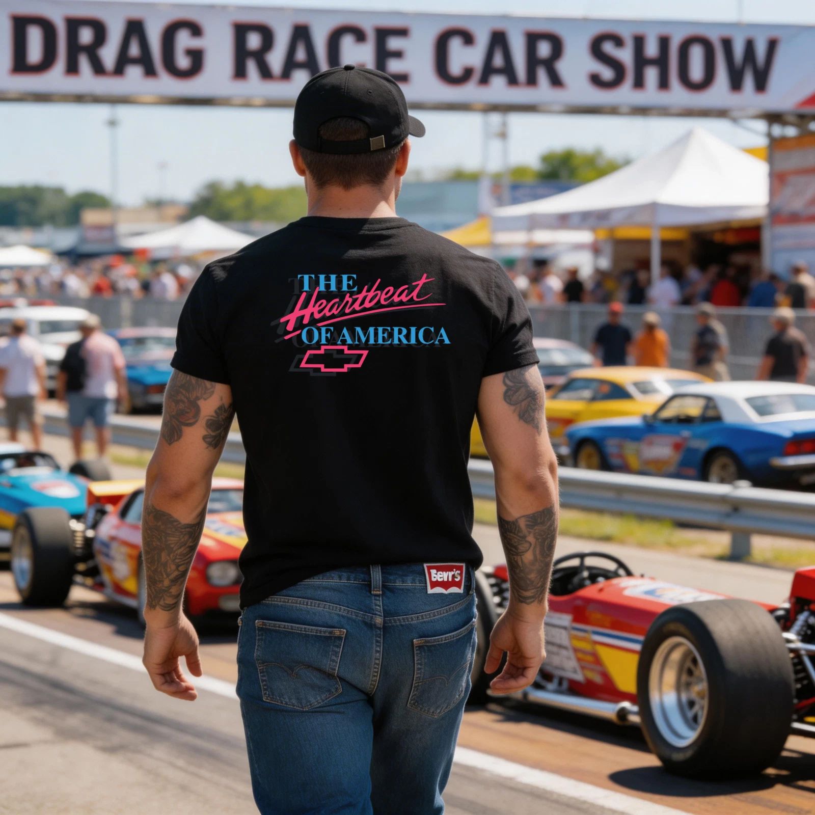 VINTAGE Style" Heartbeat Of America"  O.G. Style Pink and Blue M,L,XL,2X SHIRT