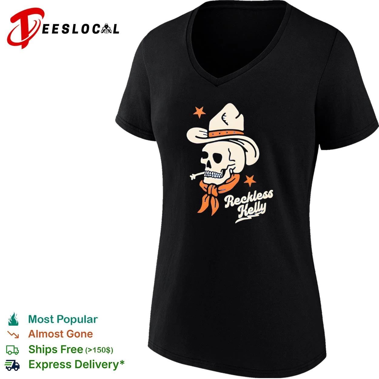 Reckless Kelly Skull Cowboy country music T-shirt