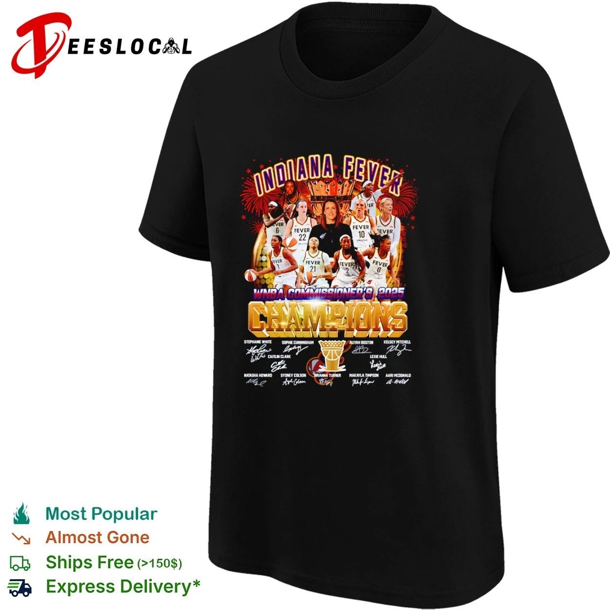 Indiana Fever WNBA Commissioner’s 2025 Champions T-shirt