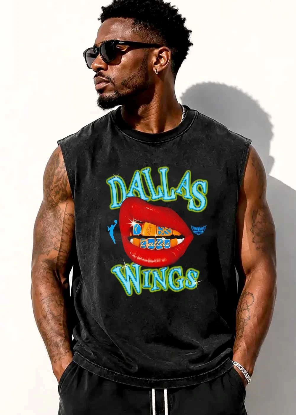 Dallas Wings WNBA Red Open Lips Gold Grillz Sparkles shirt