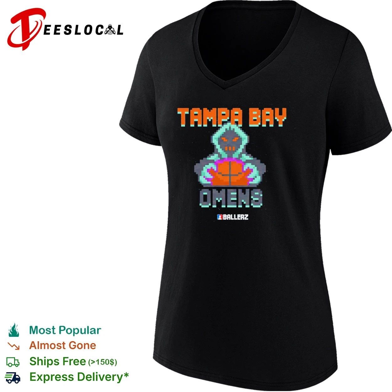 Tampa Bay Omens Ballerz basketball pixel art T-shirt