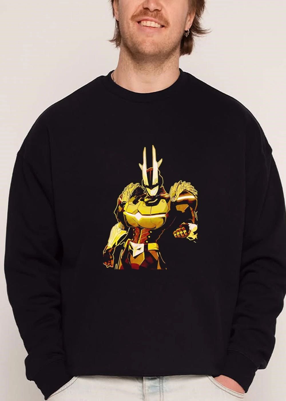 Yellow Armored Mech Superhero Glowing Smile Helmet Portrait shirt