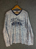 Lee Cooper T Shirt Mens Size 2XL Blue Regular Fit Long Sleeve V Neck Cotton Logo