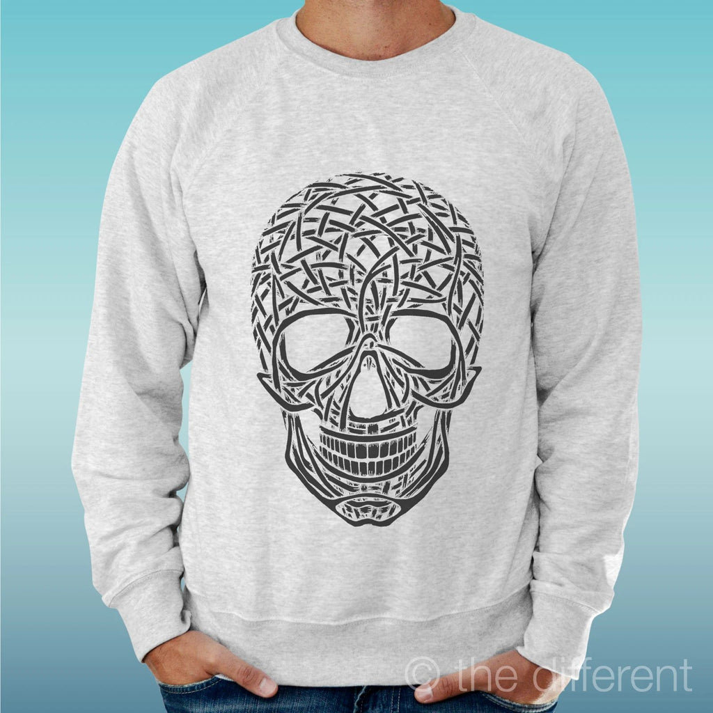 Felpa Man Light Sweater Light Grey " Skull Line Draw "