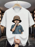 Men’s Cartoon Portrait T-Shirt | Colorful Crew Neck Short Sleeve Summer Tee