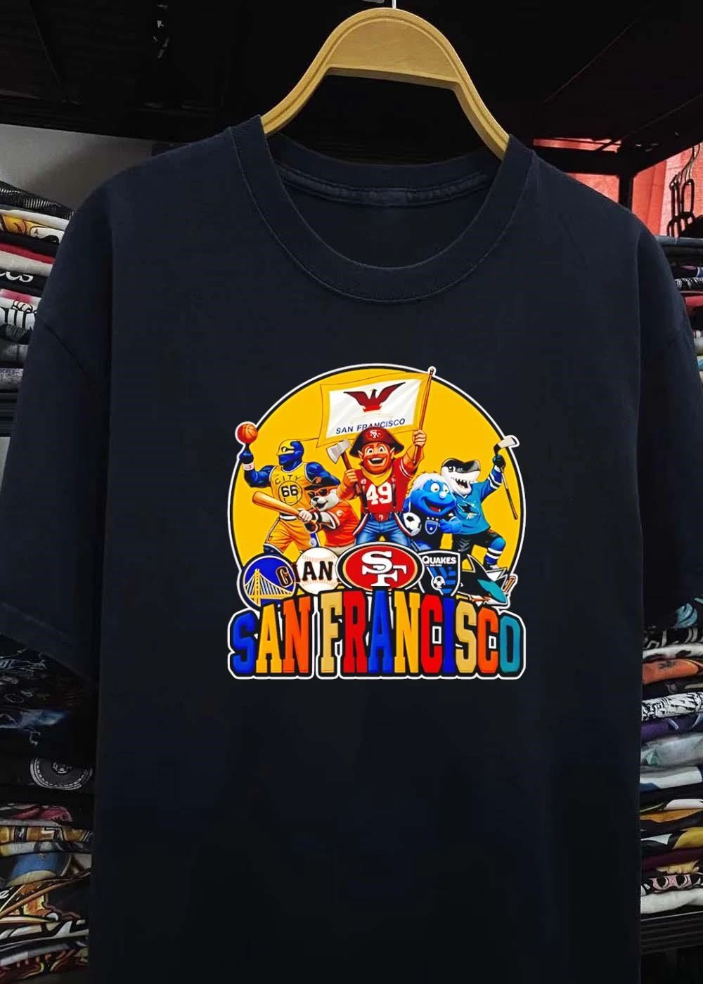 San Francisco Sports Fan Collage of Athletes and Mascots Shirt