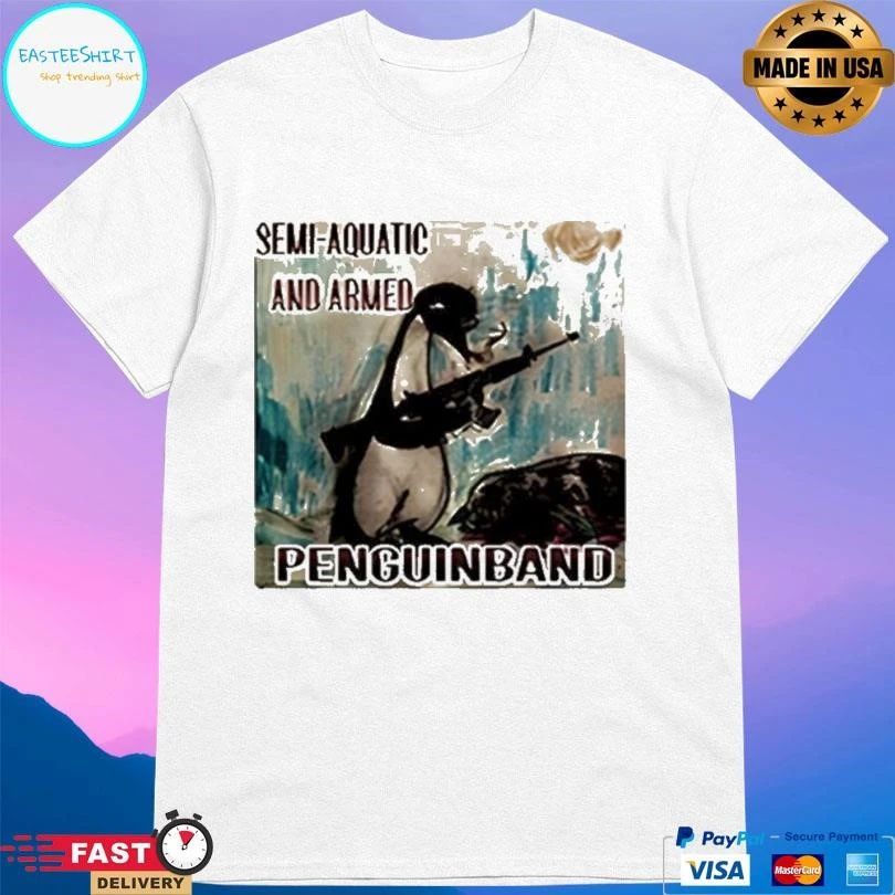 Semi Aquatic And Armed Penguin Band T-shirts