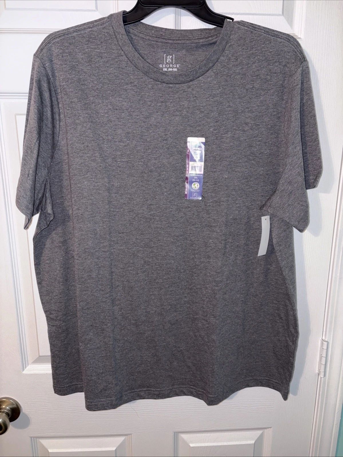 George Men 2XL 50-52 Crew Tee-Shirts Short Sleeves Moisture Wick  Gray (B6)