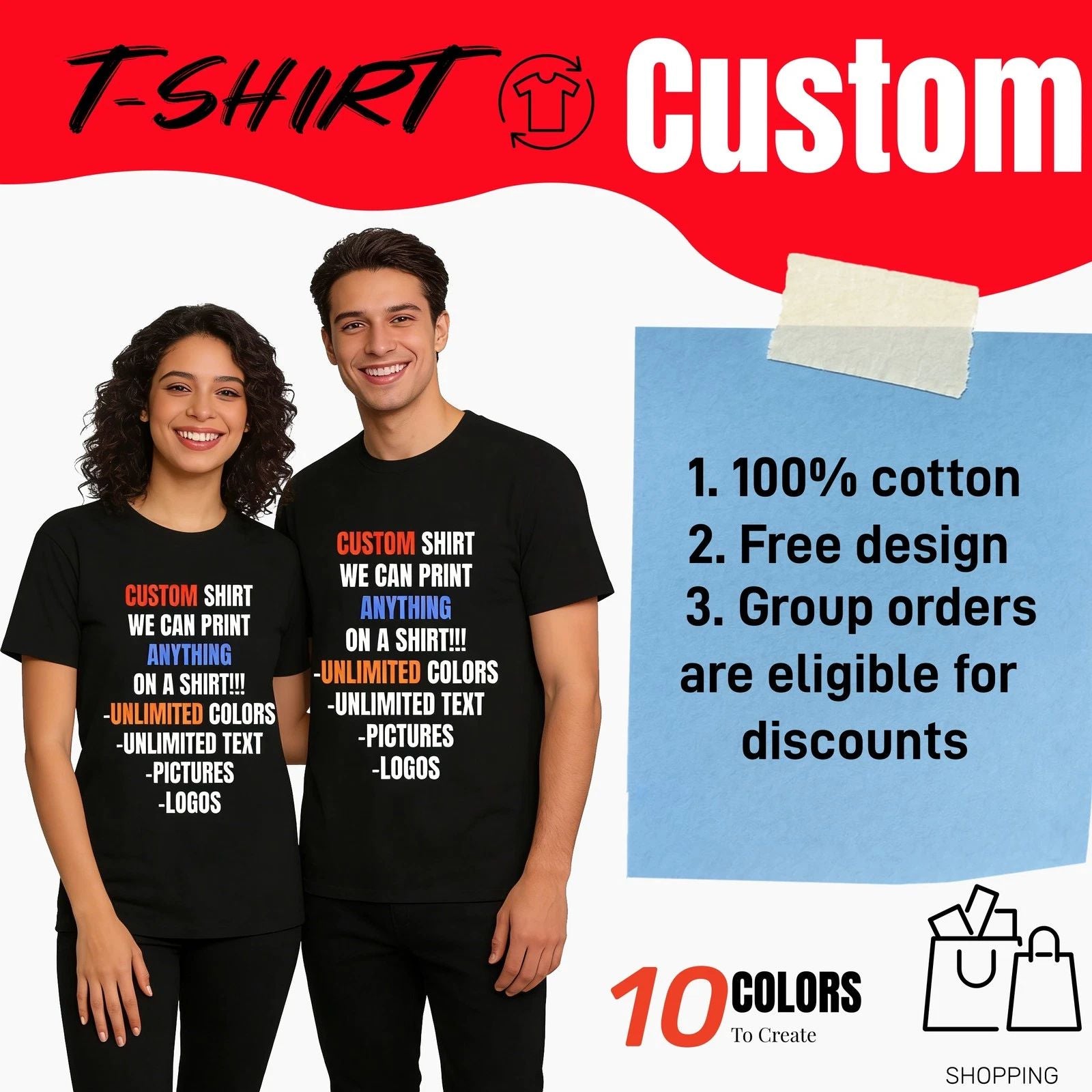 Custom Adult T-Shirt - Front & Back Print with Your Image - Personalized Design