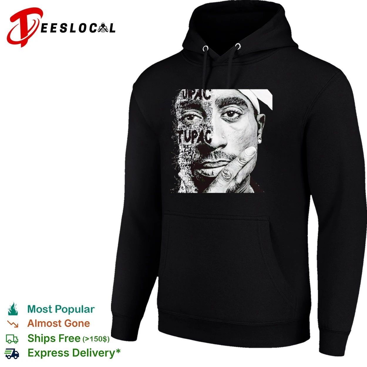 Tupac Shakur Portrait 2Pac Hip Hop Rap Legend T-shirt