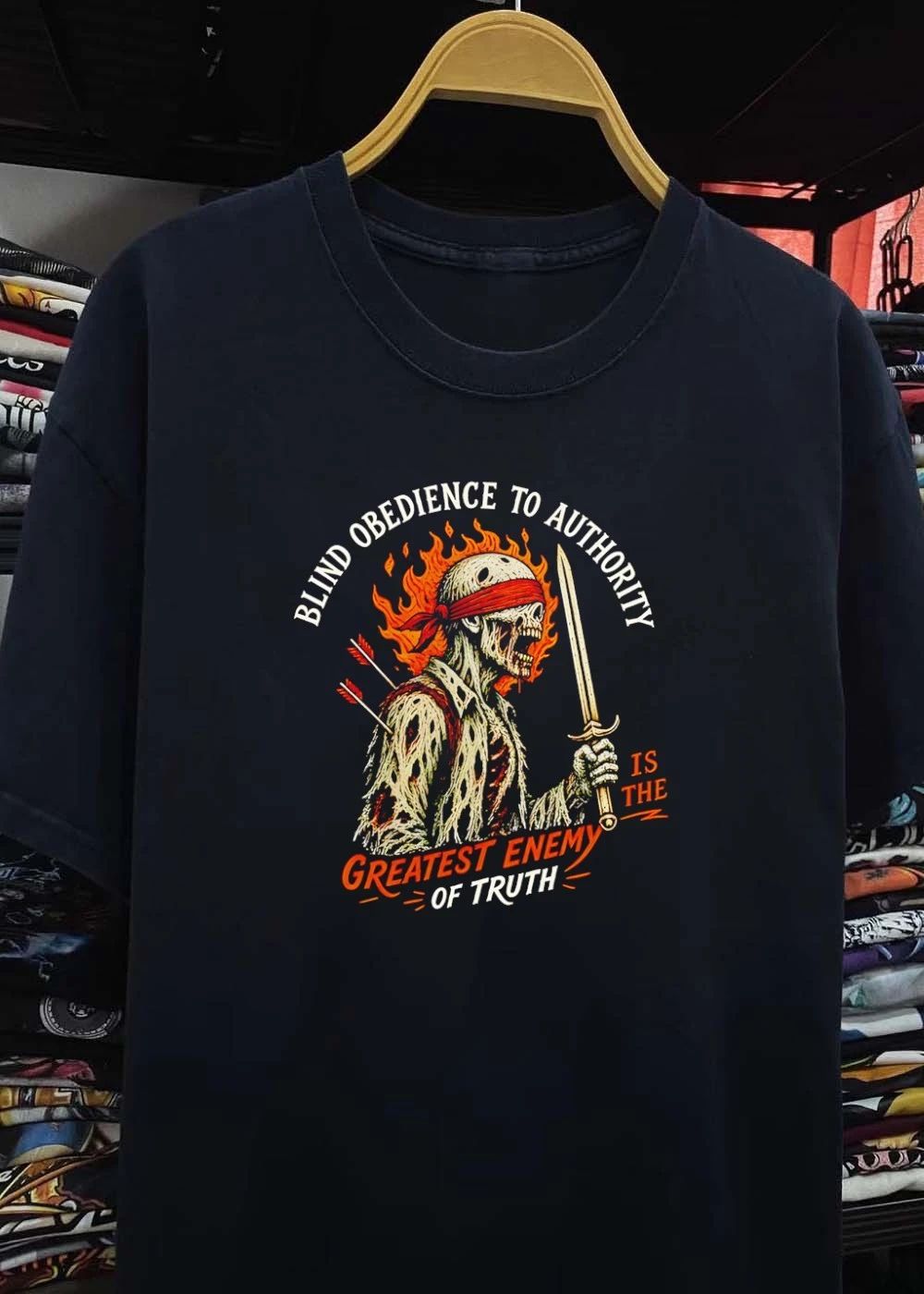 Blind Obedience to Authority Is the Greatest Enemy of Truth Skull Warrior shirt