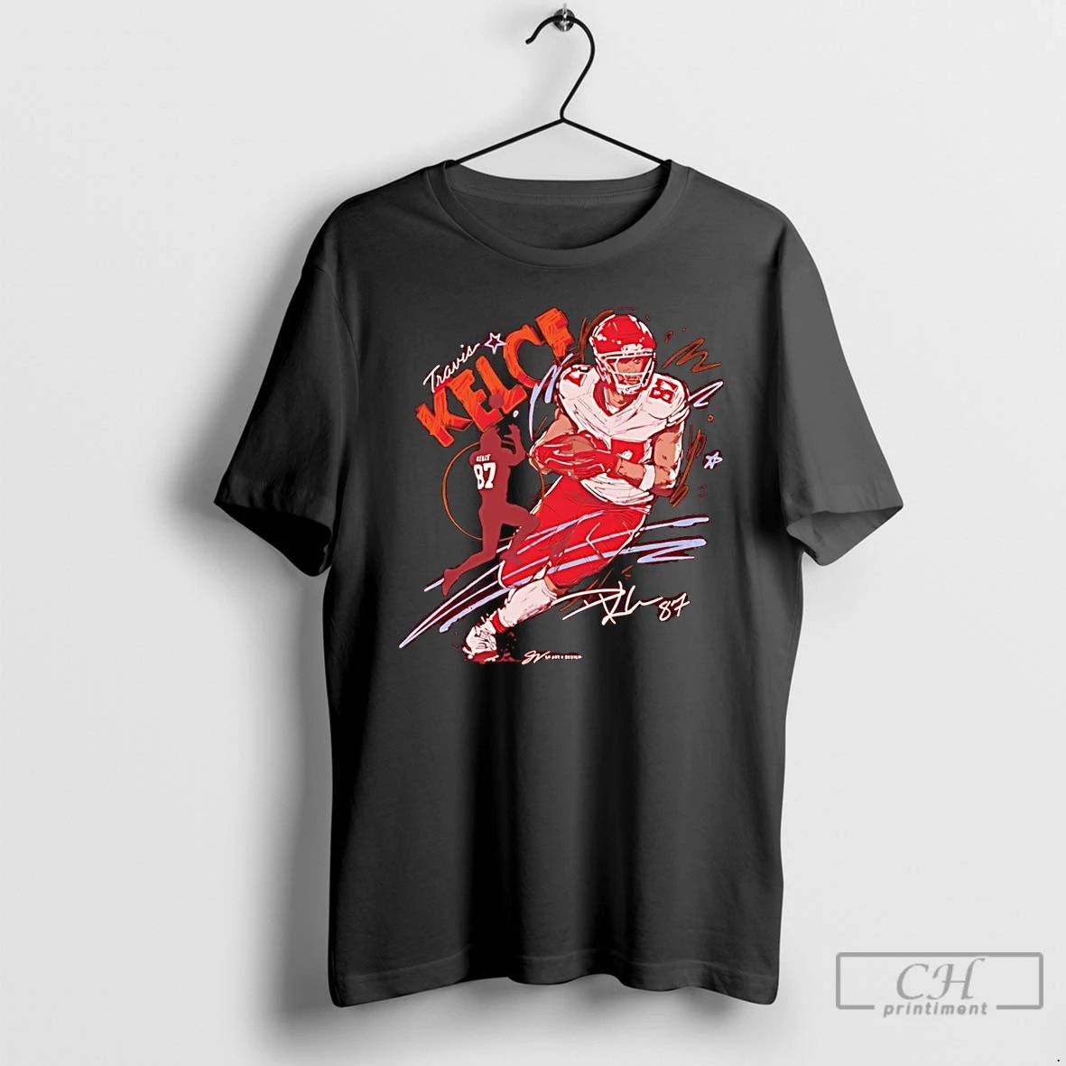 Premium Travis Kelce Kansas City Chiefs Scribble Signature T Shirts