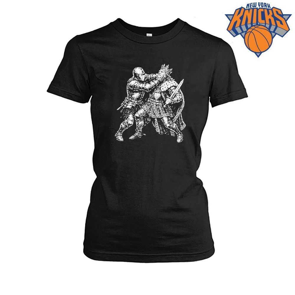 Medieval Knight Punching King Crown Sword Graphic Retro Art Shirt