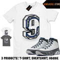 Shirt To Match AJ 9 Flint Grey 2026 Sneaker Matching Tee Number Statue T-Shirt