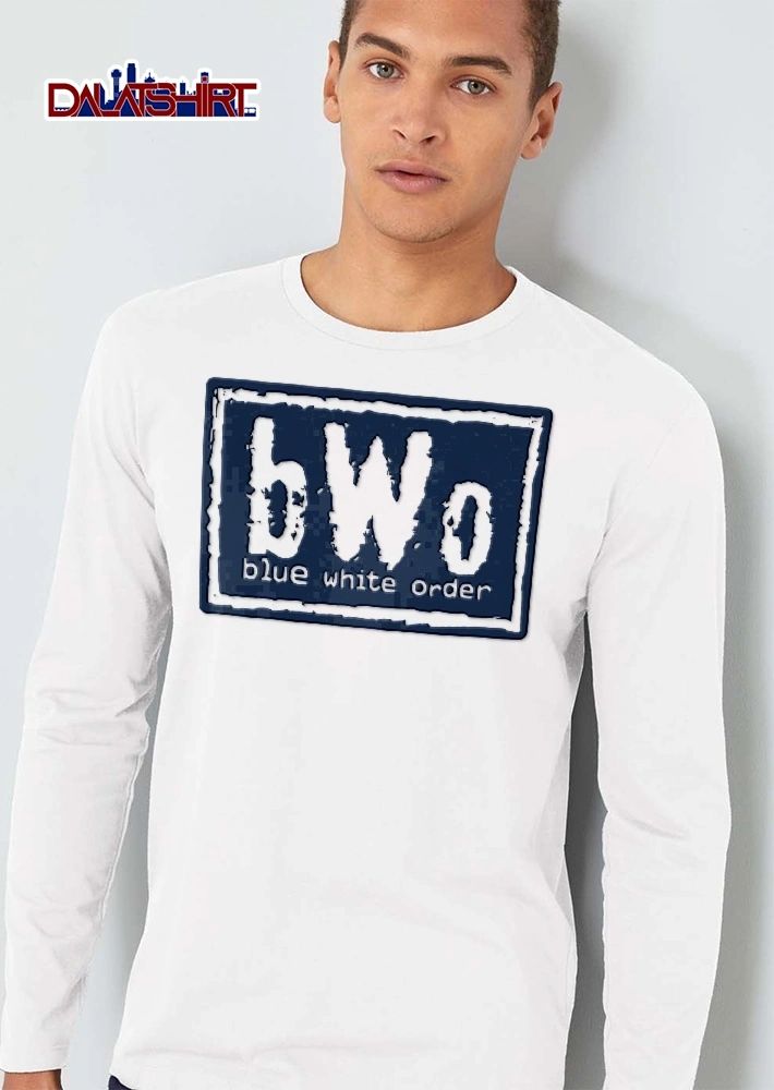 Bwo Blue White Order Distressed Rectangular Frame Logo shirt