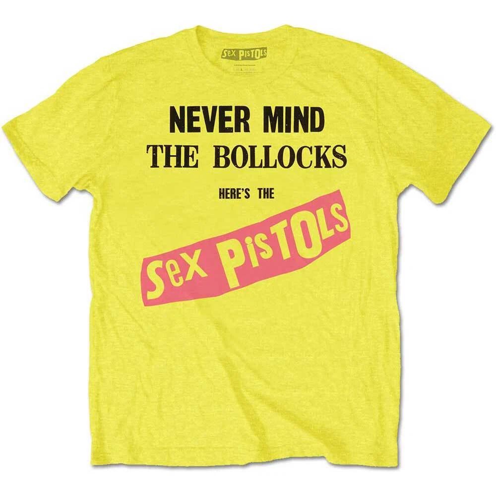 Sex Pistols T-Shirt Never Mind Punk Rock Band Official Yellow New