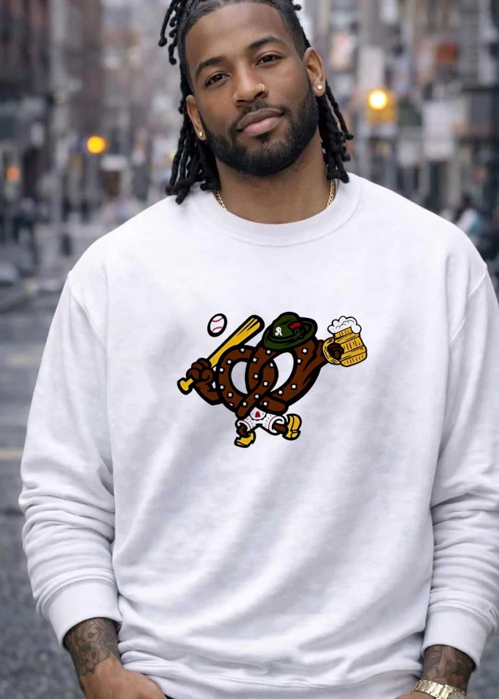 Pretzel R Mascot Baseball Beer Wooden Mug Sports Team Shirt