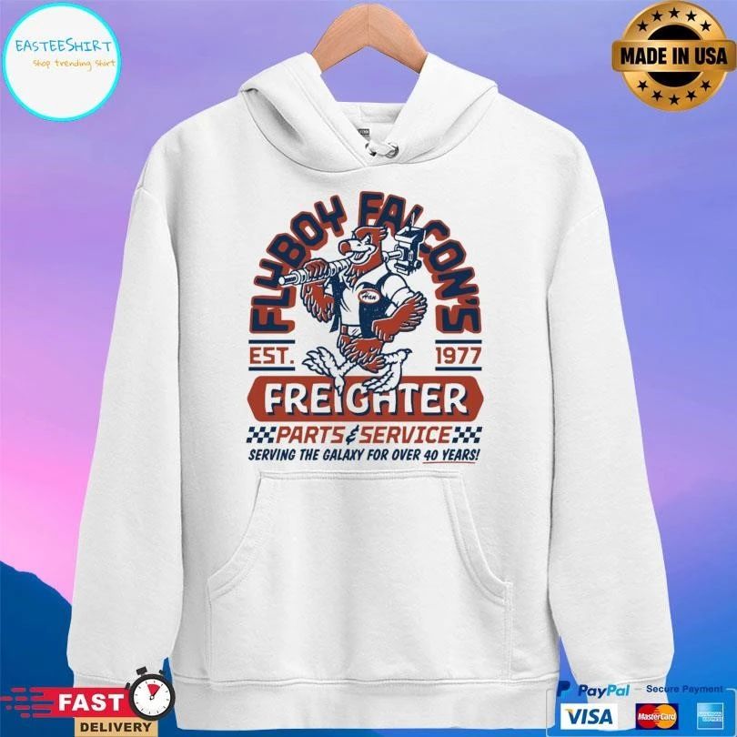 Flyboy Falcon Freighter Parts And Service Serving The Galaxy For Over 40 Years Est 1977 T-shirts