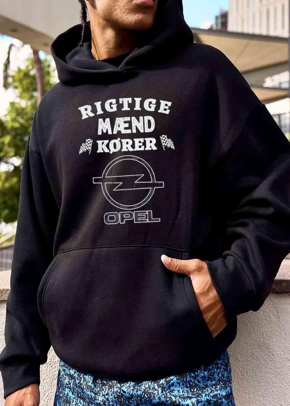 Opel Rigtige Maend Korer Distressed Logo Checkered Racing Flags shirt