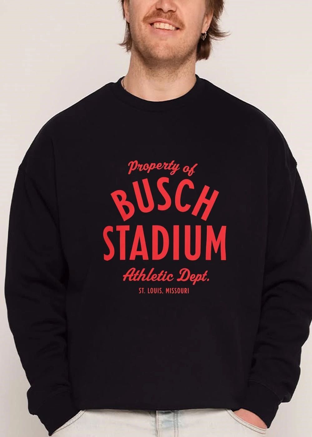 Property Of Busch Stadium Athletic Dept St Louis Missouri Red Curved Typography shirt