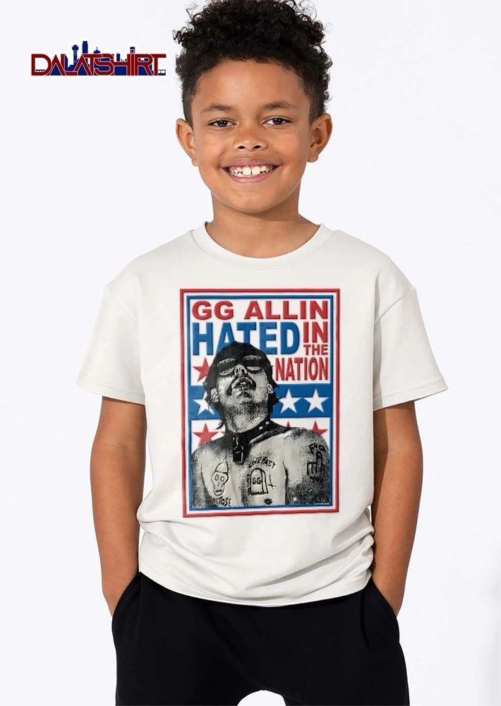 Hated In The Nation Gg Allin Tattooed Singer Halftone Photo Stars shirt