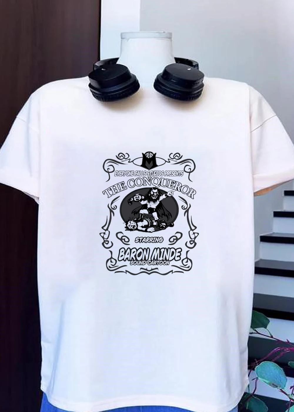 Everyone Falls Studios Presents The Conqueror Starring Baron Minde Sound Cartoon Shirt