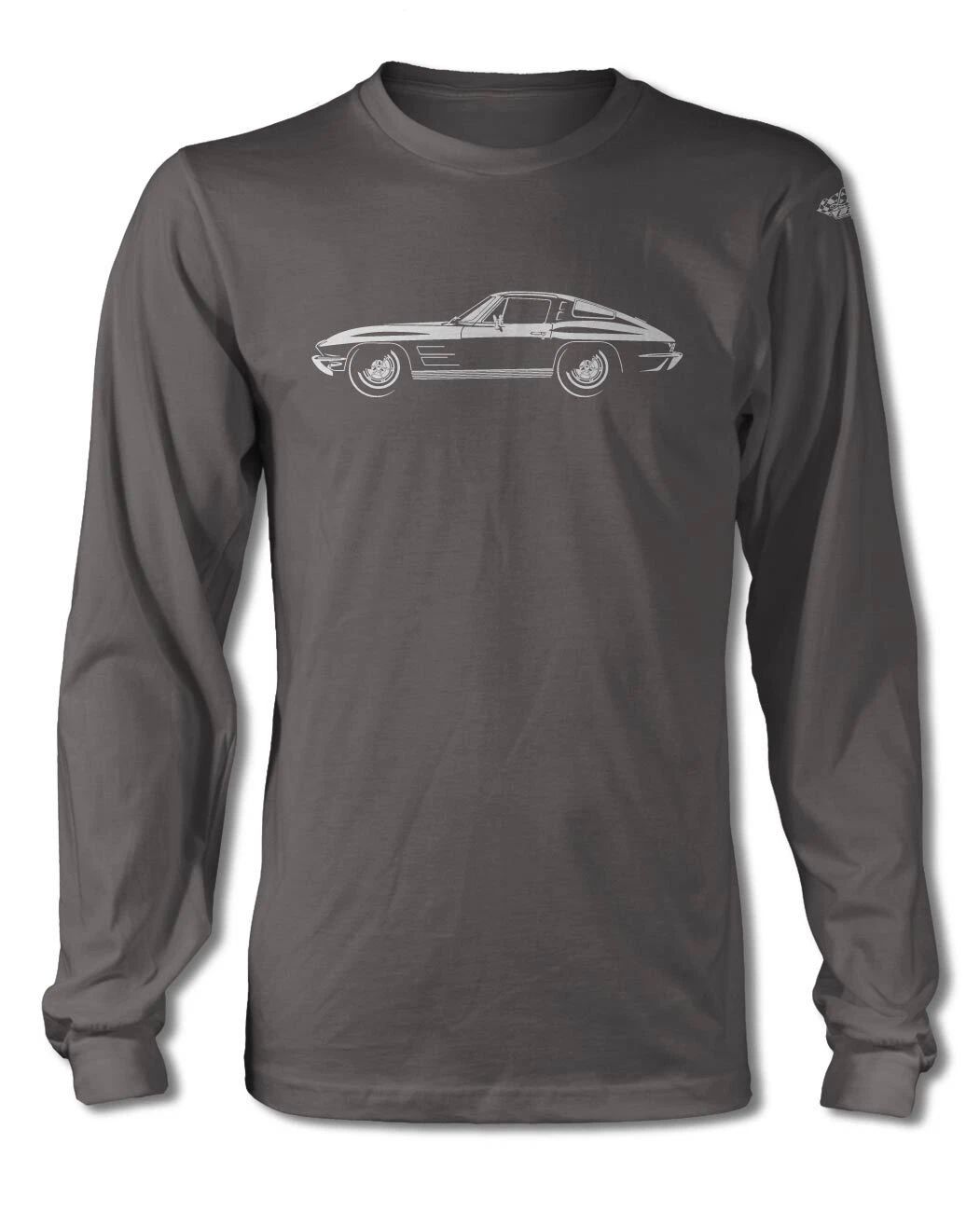 1963 Chevrolet Corvette Sting Ray Split Window C2 T-Shirt - Long Sleeves - Side