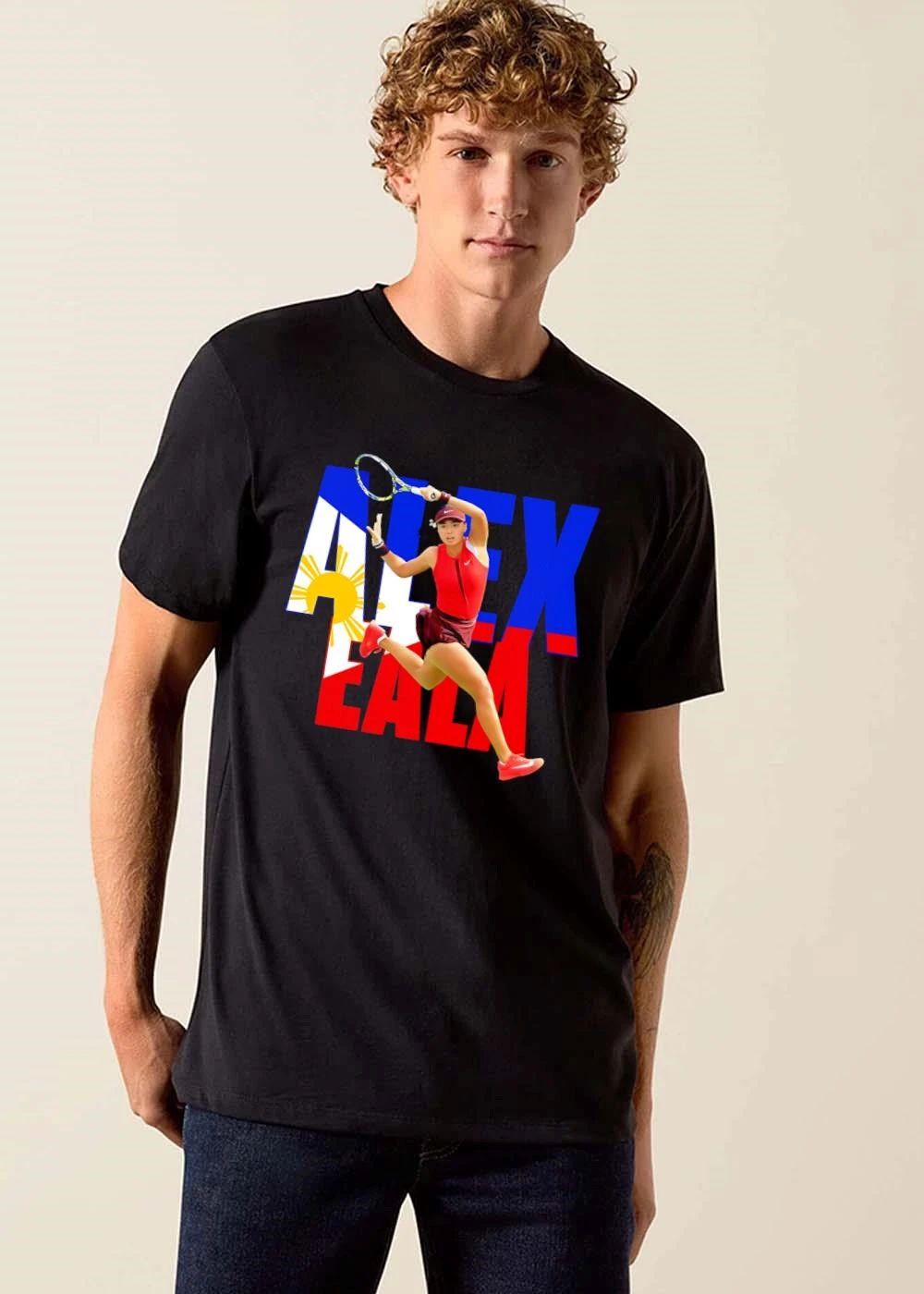 Alex Eala Female Tennis Player Midair Action Shot Philippine Flag Typography shirt