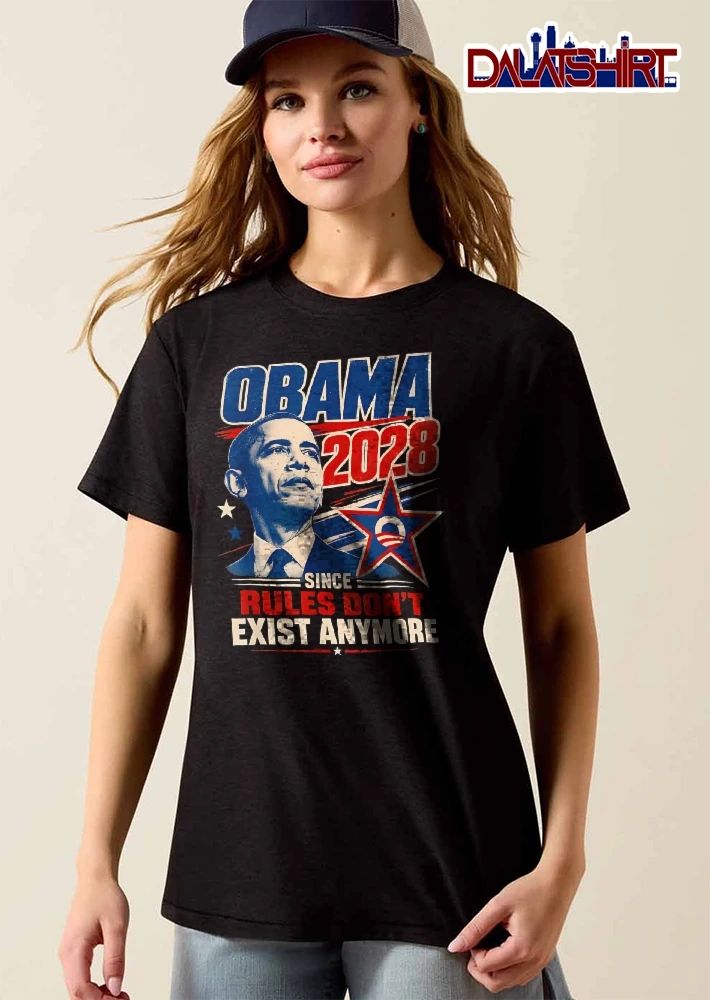 Obama 2028 Since Rules Dont Exist Anymore Portrait Red White Blue Star shirt