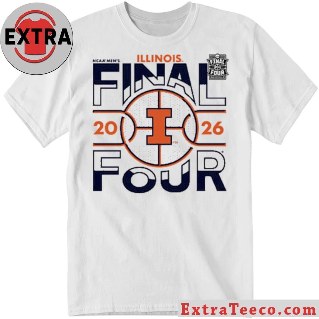 Blue 84 Illinois Fighting Illini White 2026 Men’s Basketball Final Four Logo T-Shirt- Top-Rated Gift for College Basketball Lovers