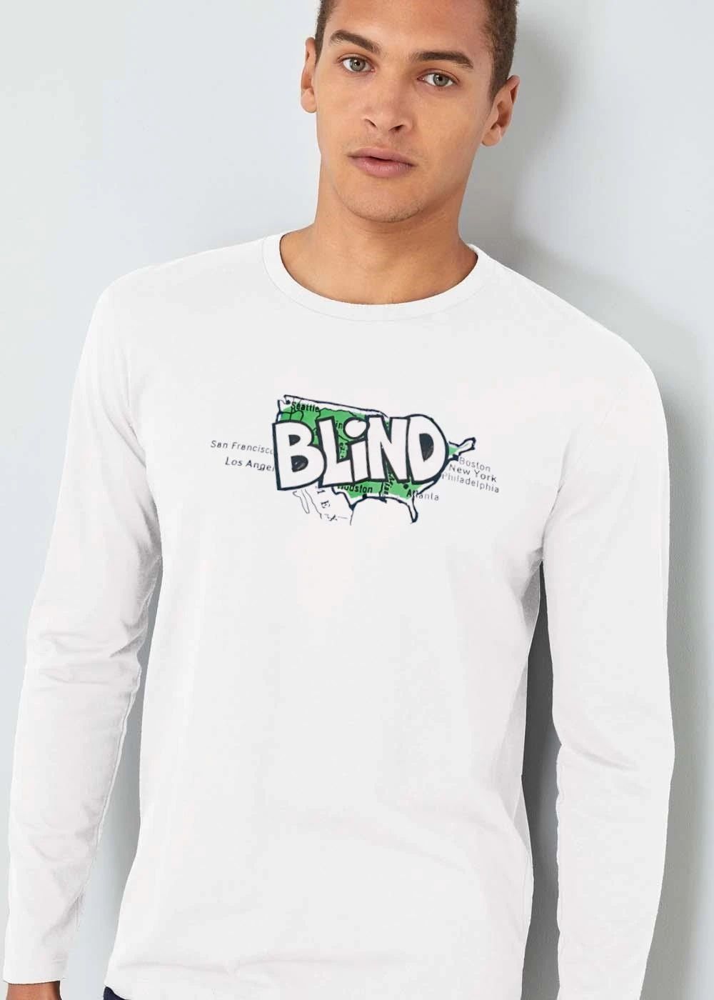 Blind Green US Map Major City Names Graffiti Cartoon Outline shirt