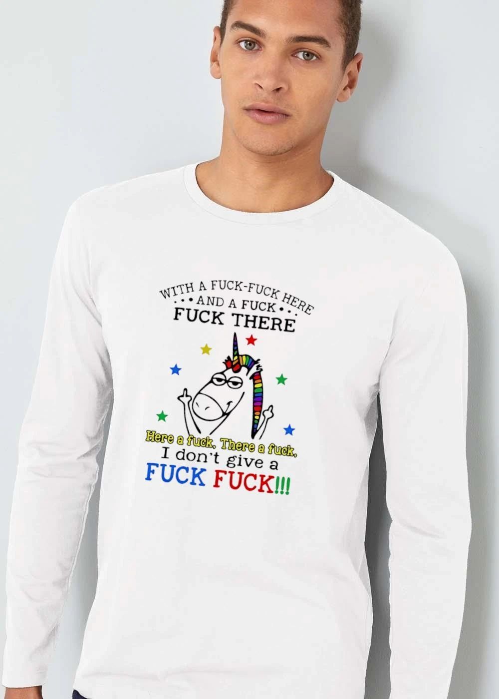 With A Fuck Here And There I Dont Give Cartoon Rainbow Unicorn shirt