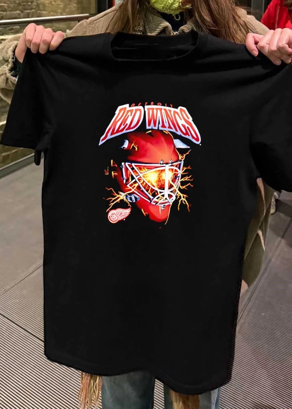 Detroit Red Wings Goalie Mask Lightning T-Shirt