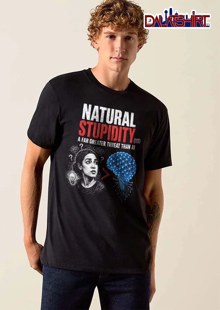 Natural Stupidity Ns A Far Greater Threat Than Ai Woman Caricature Digital Brain shirt