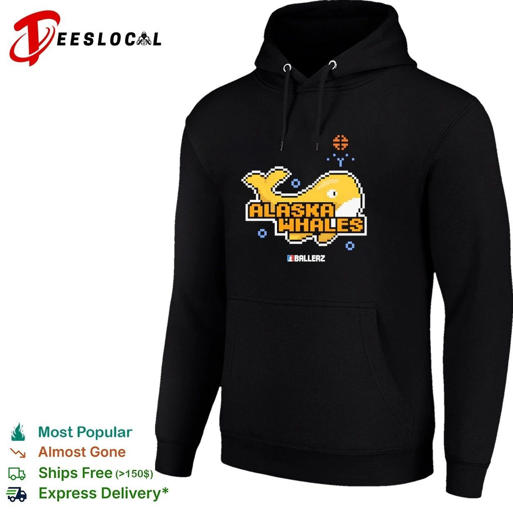 Alaska Whales Ballerz pixel art whale T-shirt