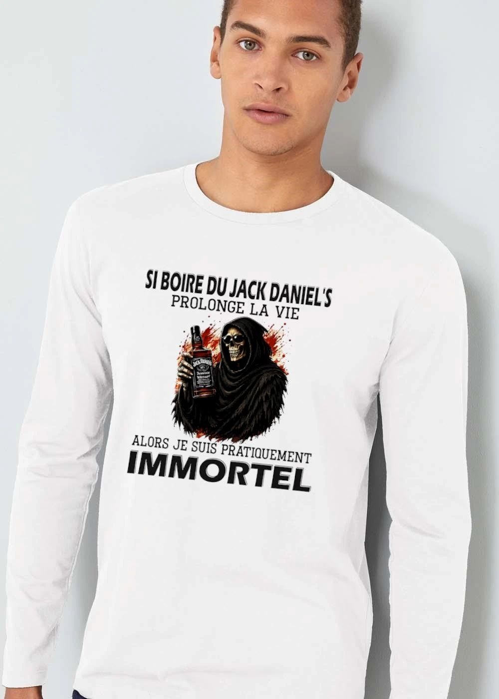 Jack Daniels Si Boire Du Prolonge LA Vie Alors Je Suis Pratiquement Immortel Grim Reaper Whiskey shirt