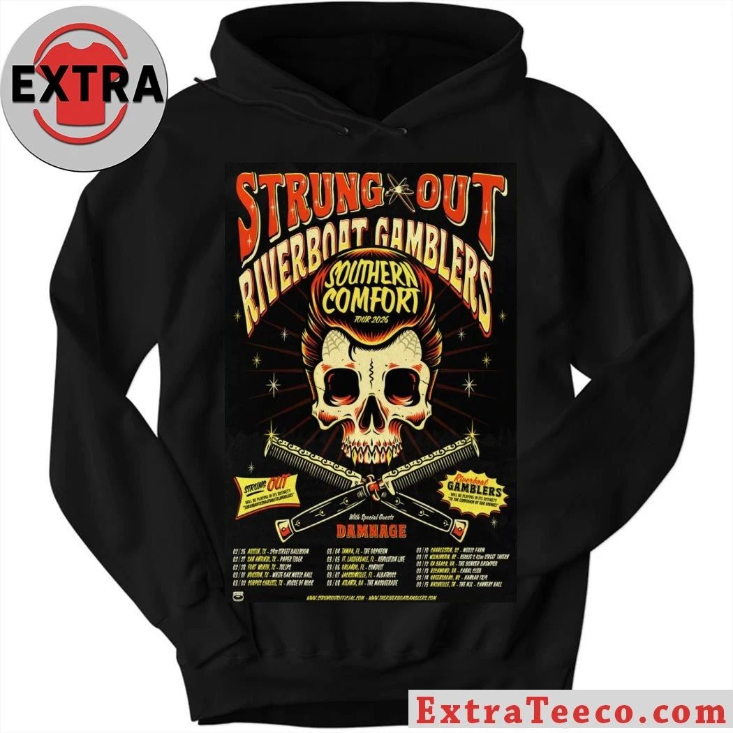 Poster Strung Out Riverboat Gamblers Southern Comfort Tour 2026 Shirt