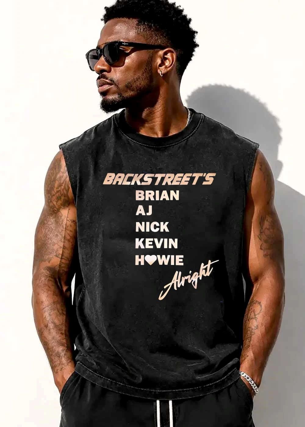 Backstreets Alright Brian Aj Roster Heart Symbol Gold Metallic Cursive shirt