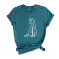 Geometric Cat Shirt, Standing Cat Shirt, Cute Colorful Cat Drawing Tee, Sitting