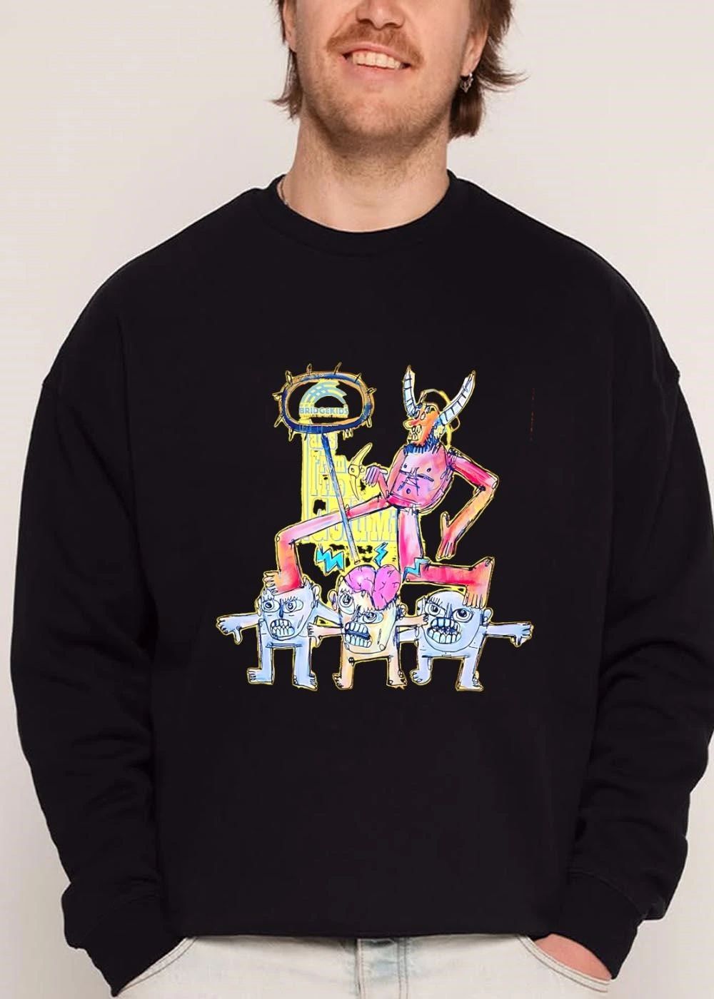 Bridgekids Tales From The Club Godmind Cartoon Horned Demon Monsters Exposed Brain shirt